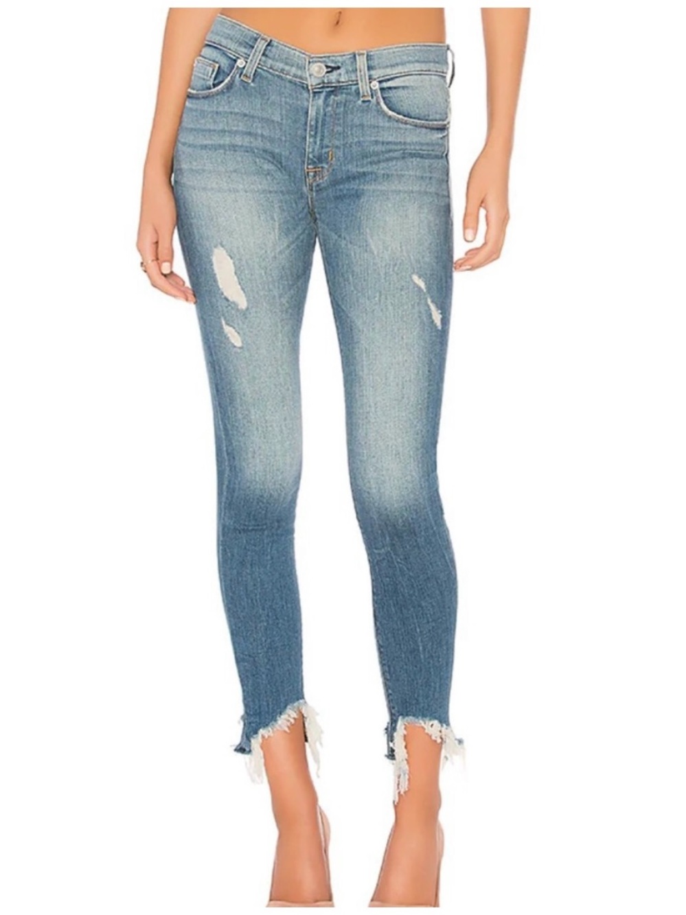 Distressed Hudson Crop Nico Stretch Skinny Jeans